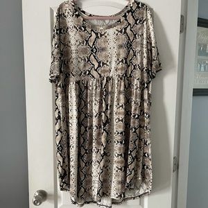 JODIFL Plus Size Snakeskin Print Babydoll Dress
